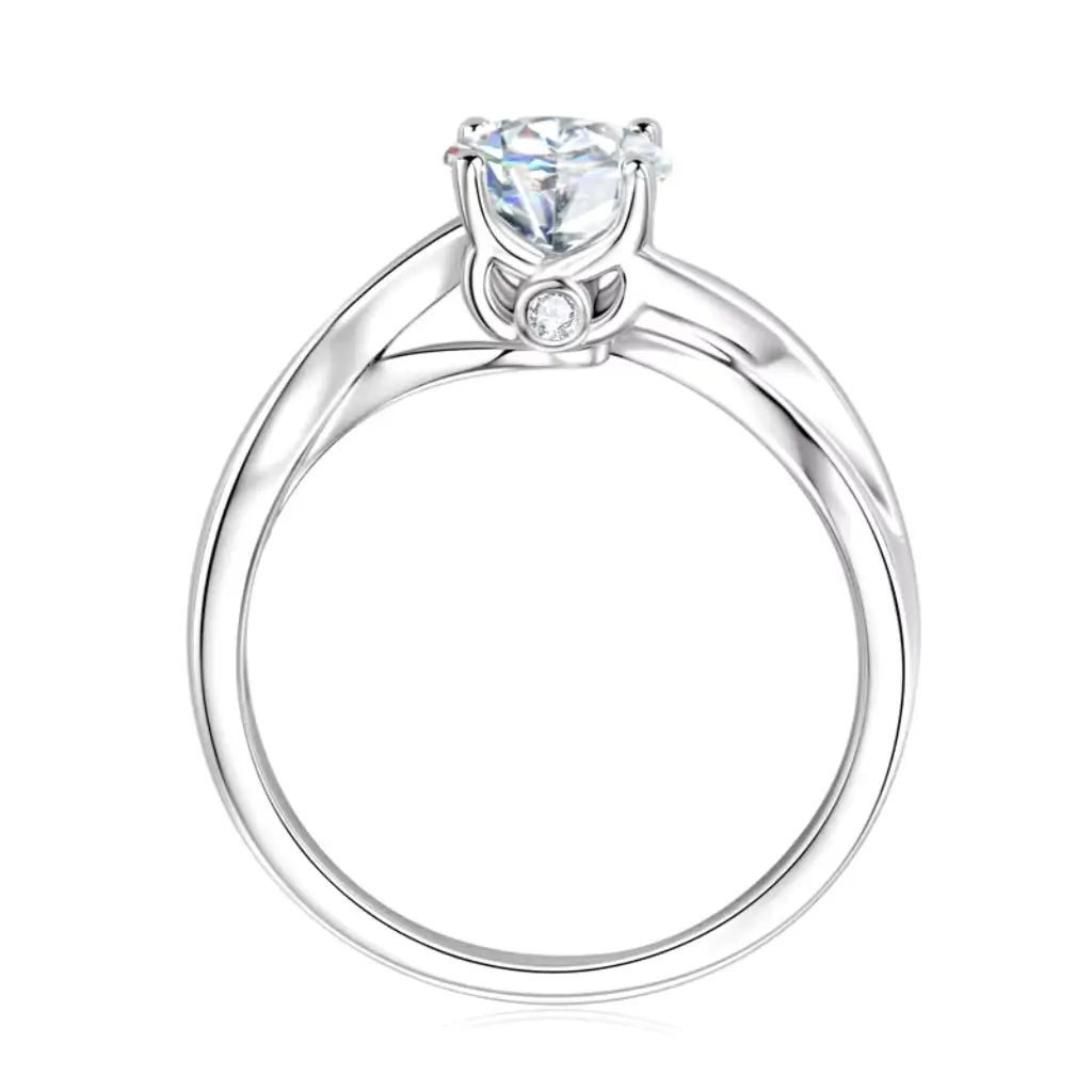 Enlace Braided 925 Silver Moissanite Promise Ring in 925 sterling silver