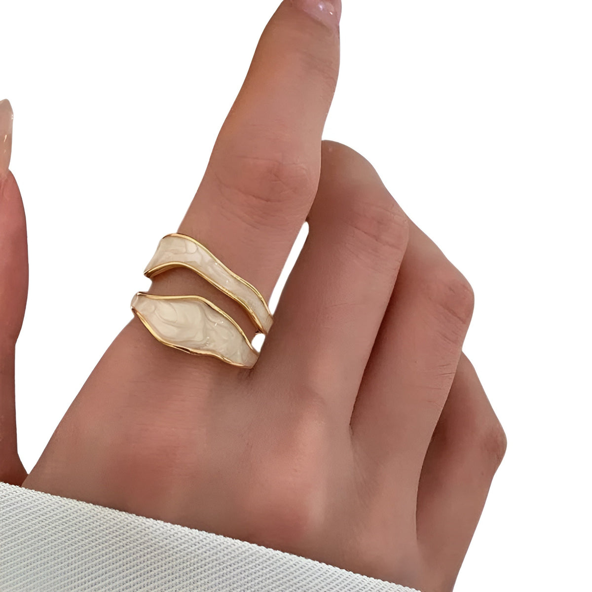 Waves Gold Ring in gold tone