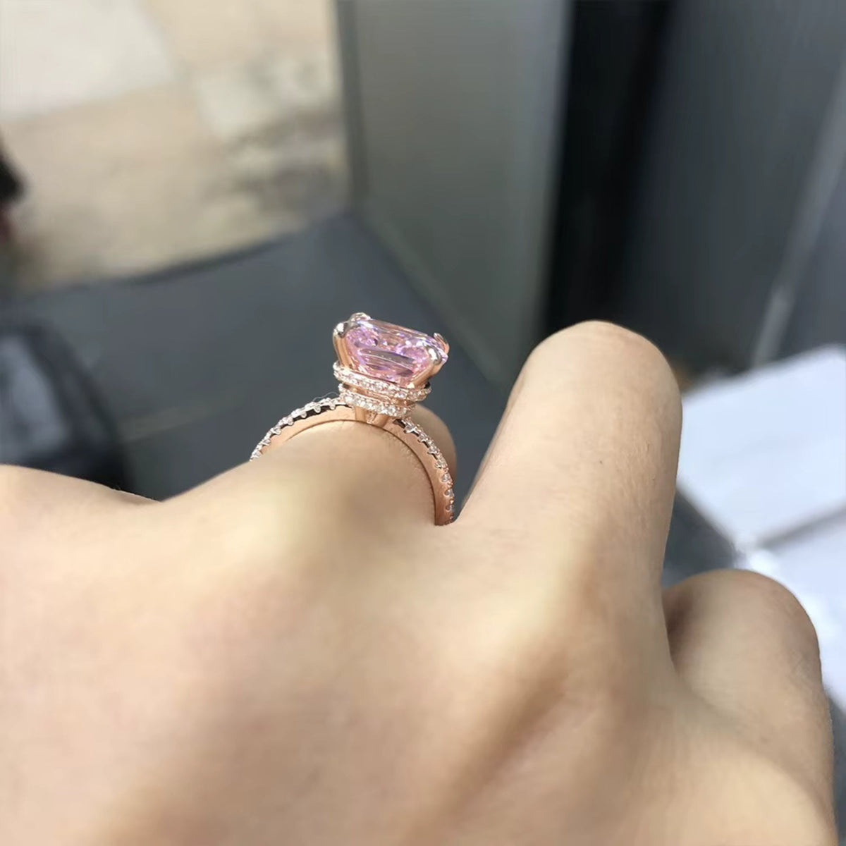 Rose Gold Solitaire Ring in gold tone