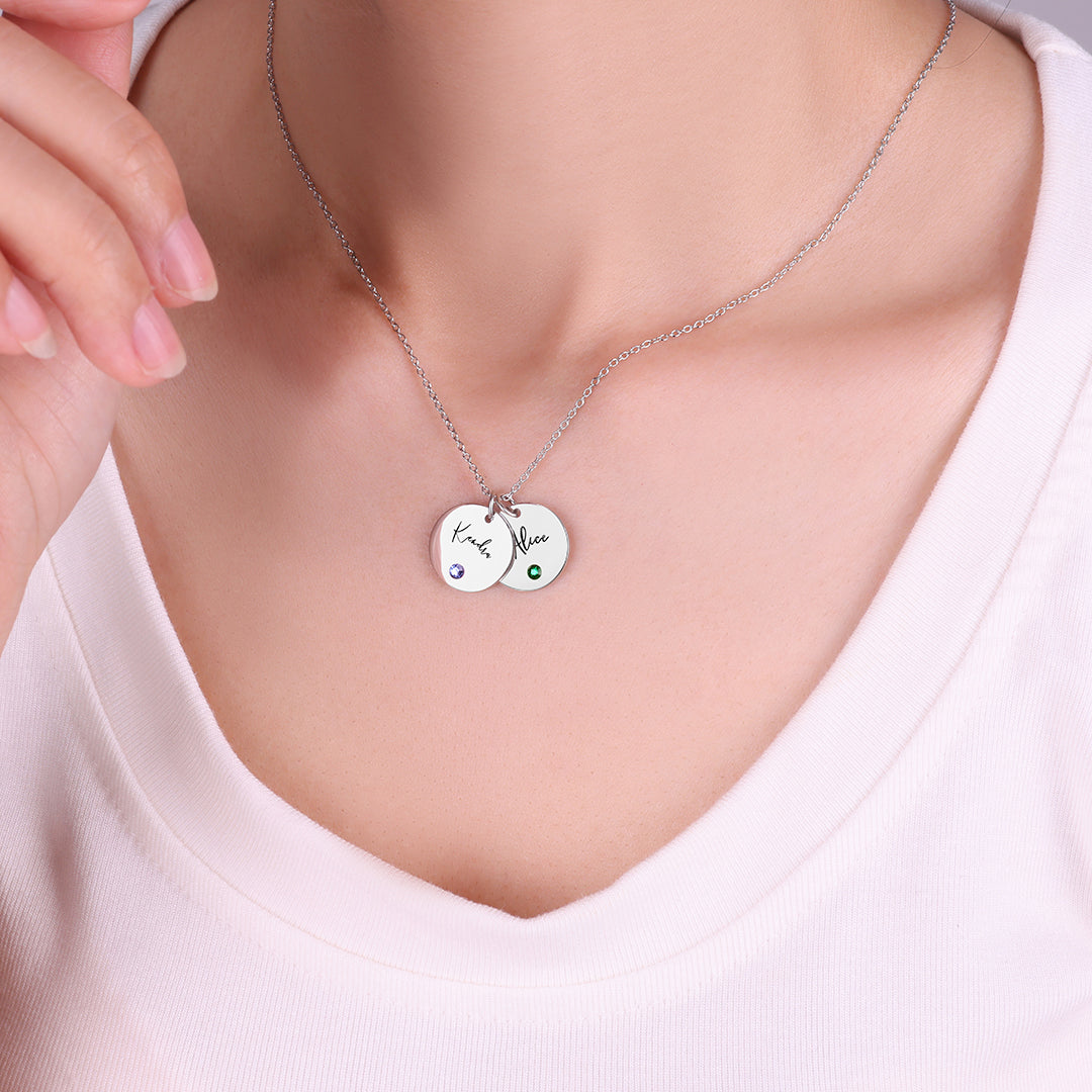 Collana con Nome Disco e Pietra Portafortuna