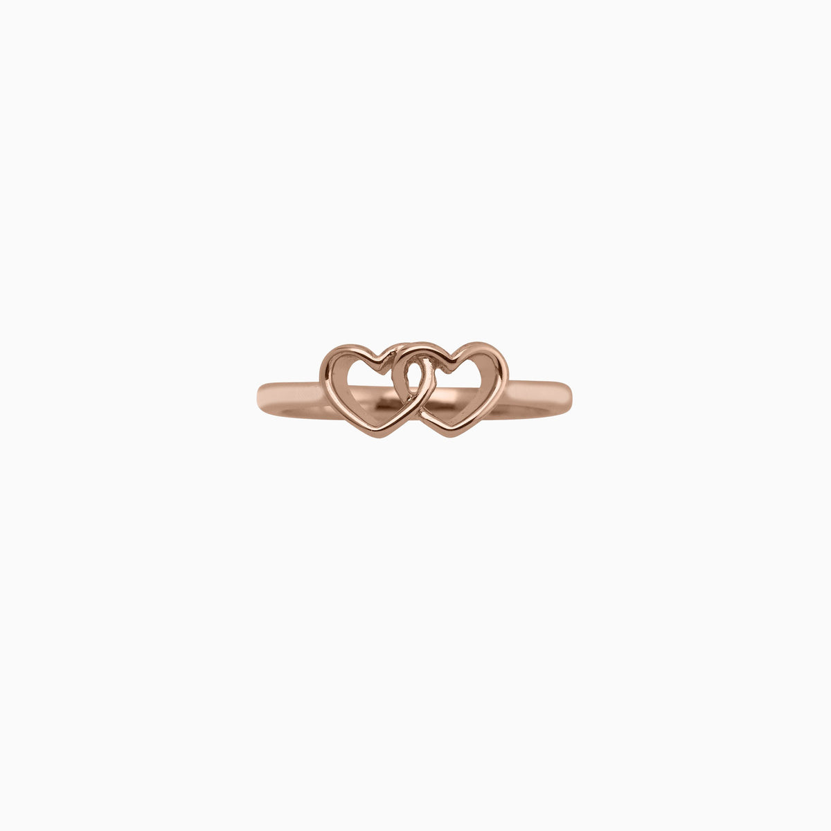 Two Hearts Together Ring in rose gold tone