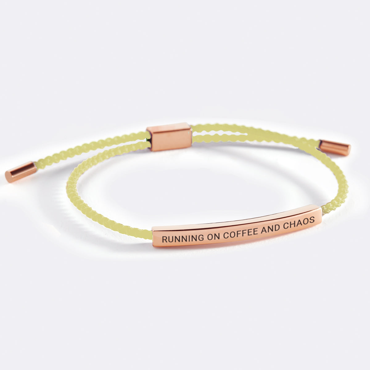 Running on Coffee and Chaos Inspire Bracelet in rose gold tone
