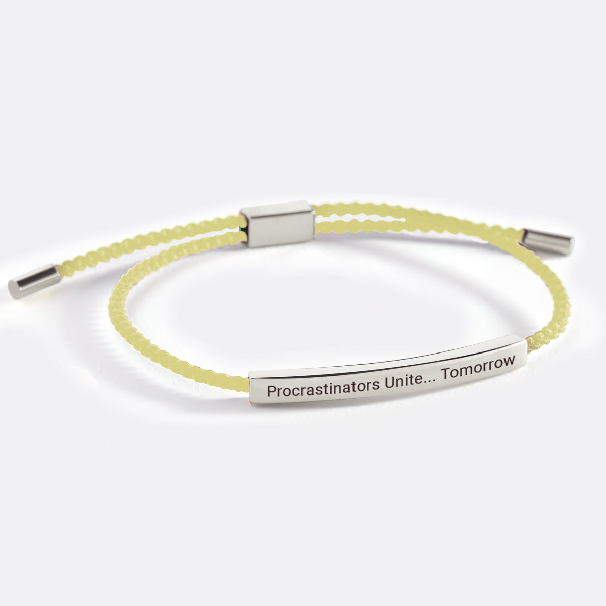 Procrastinators Unite... Tomorrow Inspire Bracelet in 925 sterling silver