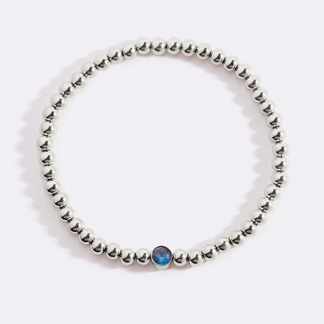 Gold Beaded Bubble Birthstone Bracelet in gold tone
