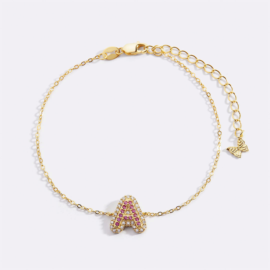 Pinkes Pave-Initialen-Armband