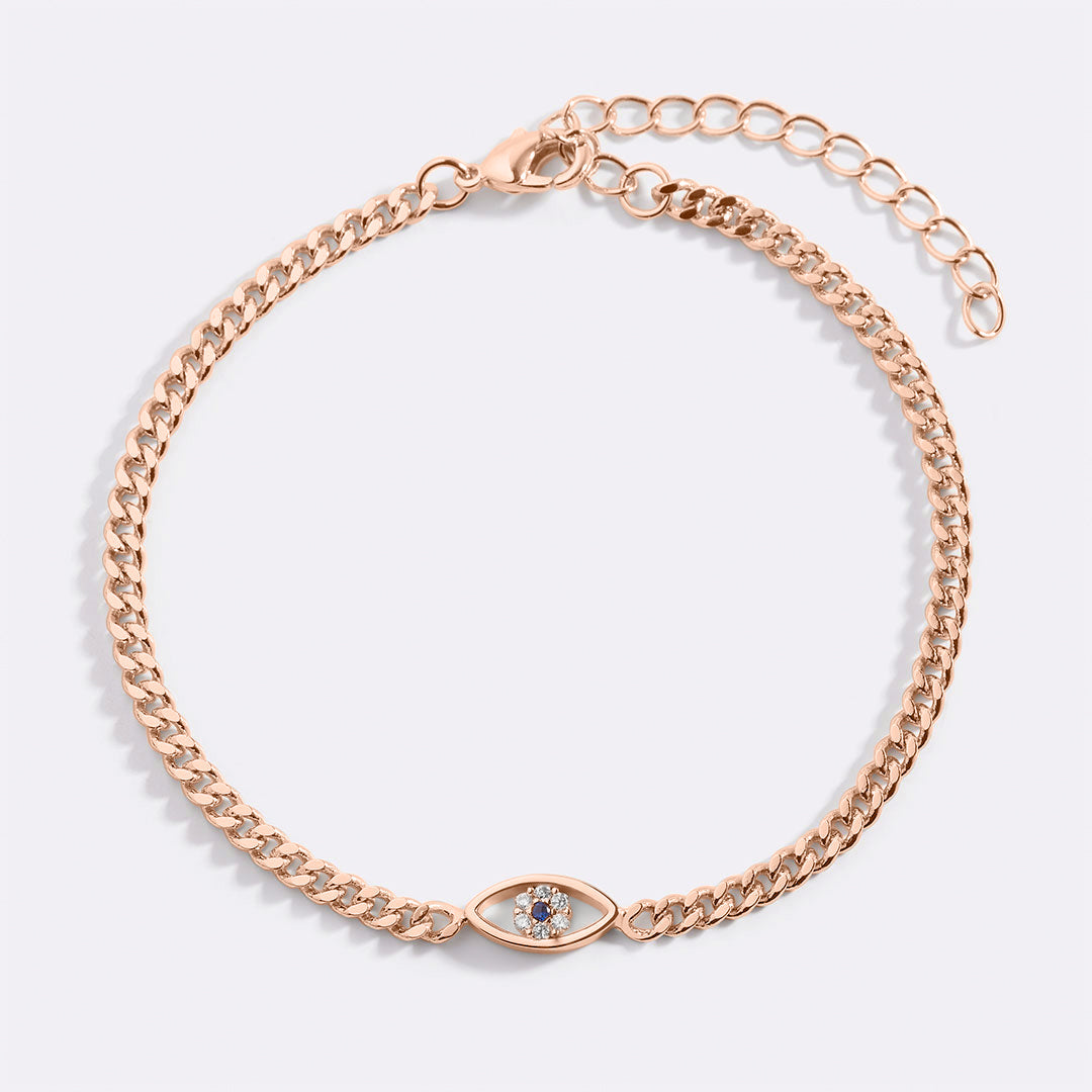 Zierliches Kubanisches Gliederarmband mit Bösem Blick