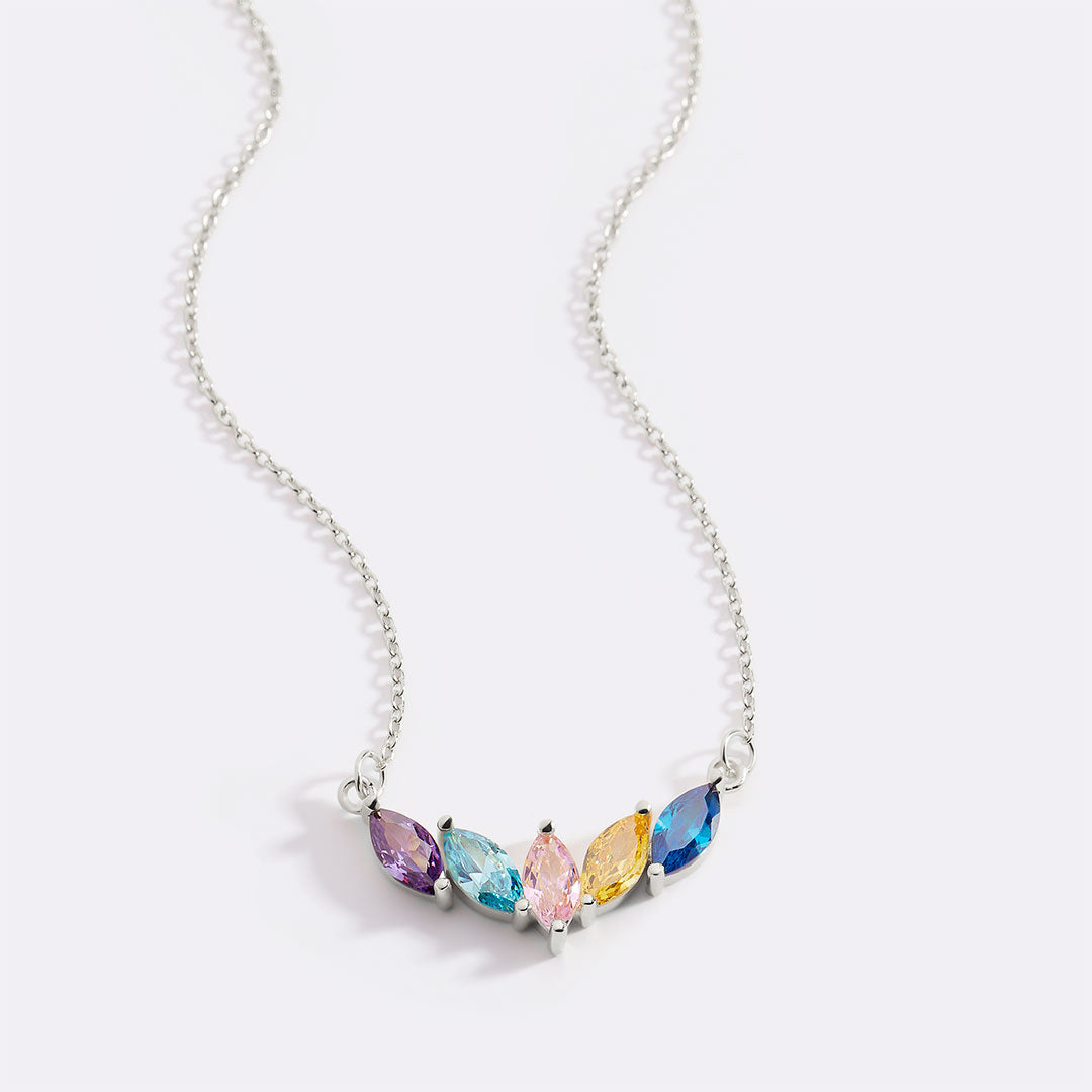 Elegant Family Birthstone Necklace in 925 sterling silver