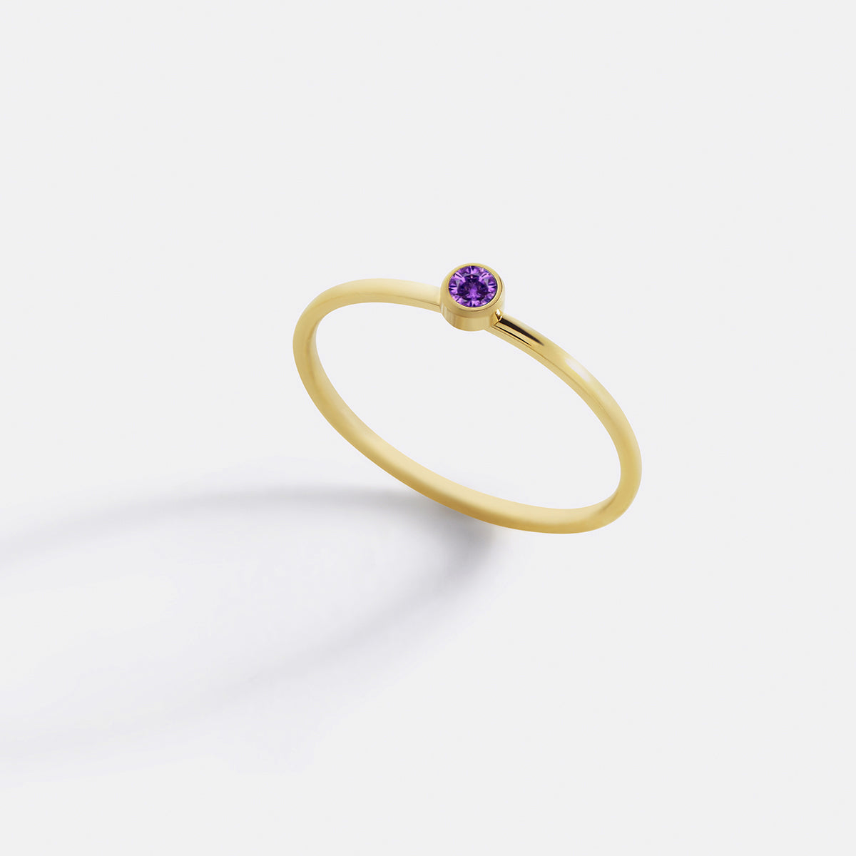 Minimalistischer Bezel-Set Juni-Geburtsstein-Stapelring