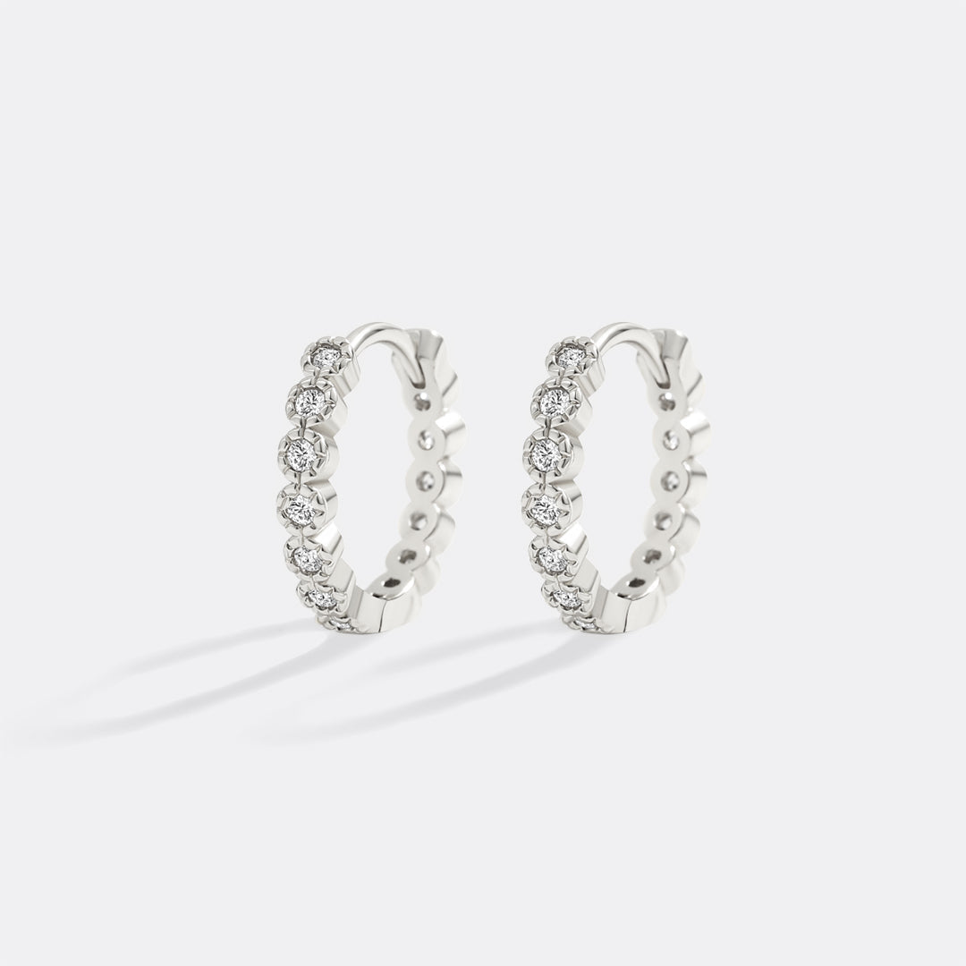 Shimmer Huggie Hoop Earrings in 925 sterling silver