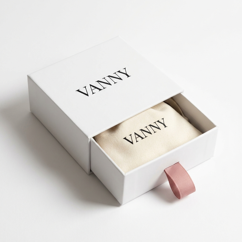 Vanny Jewels gift packaging box and pouch