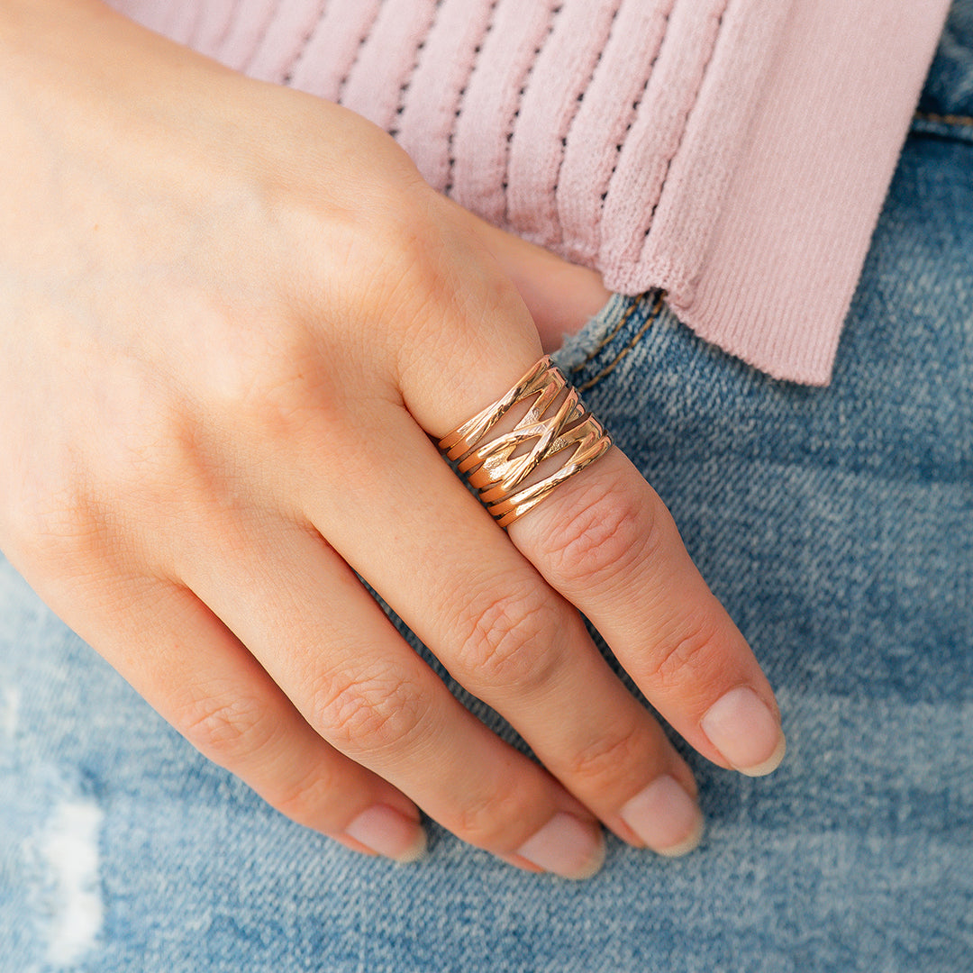 Wire Wrap Statement Ring in gold tone