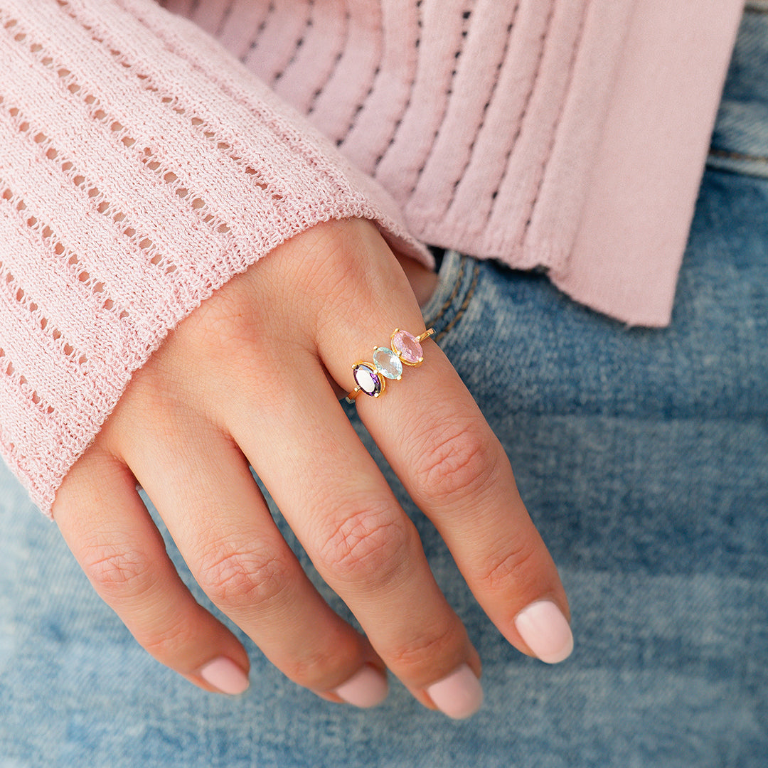 Geburtsstein-Ring im Marquise-Schliff