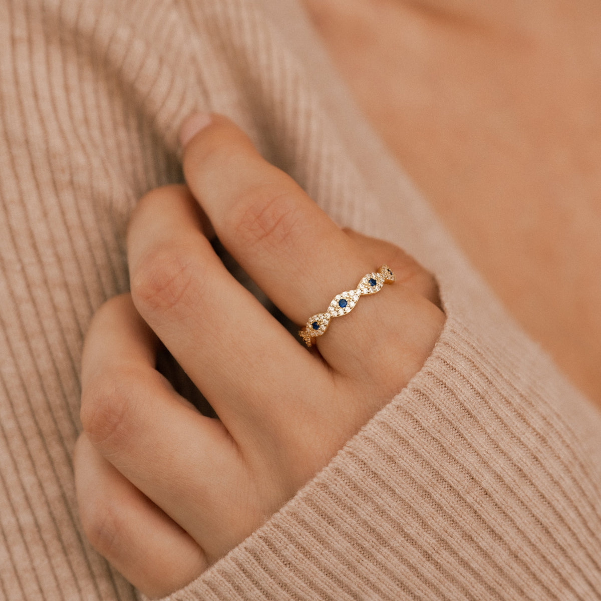 Pave Evil Eye Ring