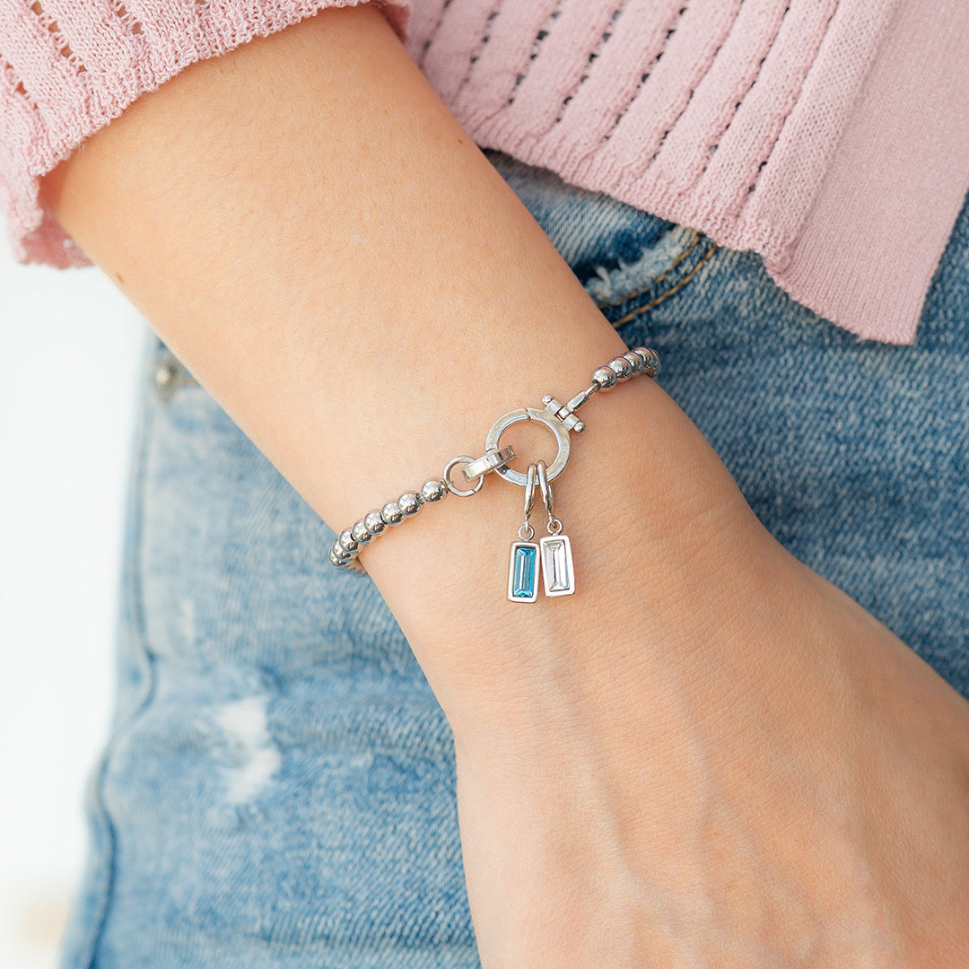 Minzfarbenes Perlen-Geburtsstein-Charm-Armband