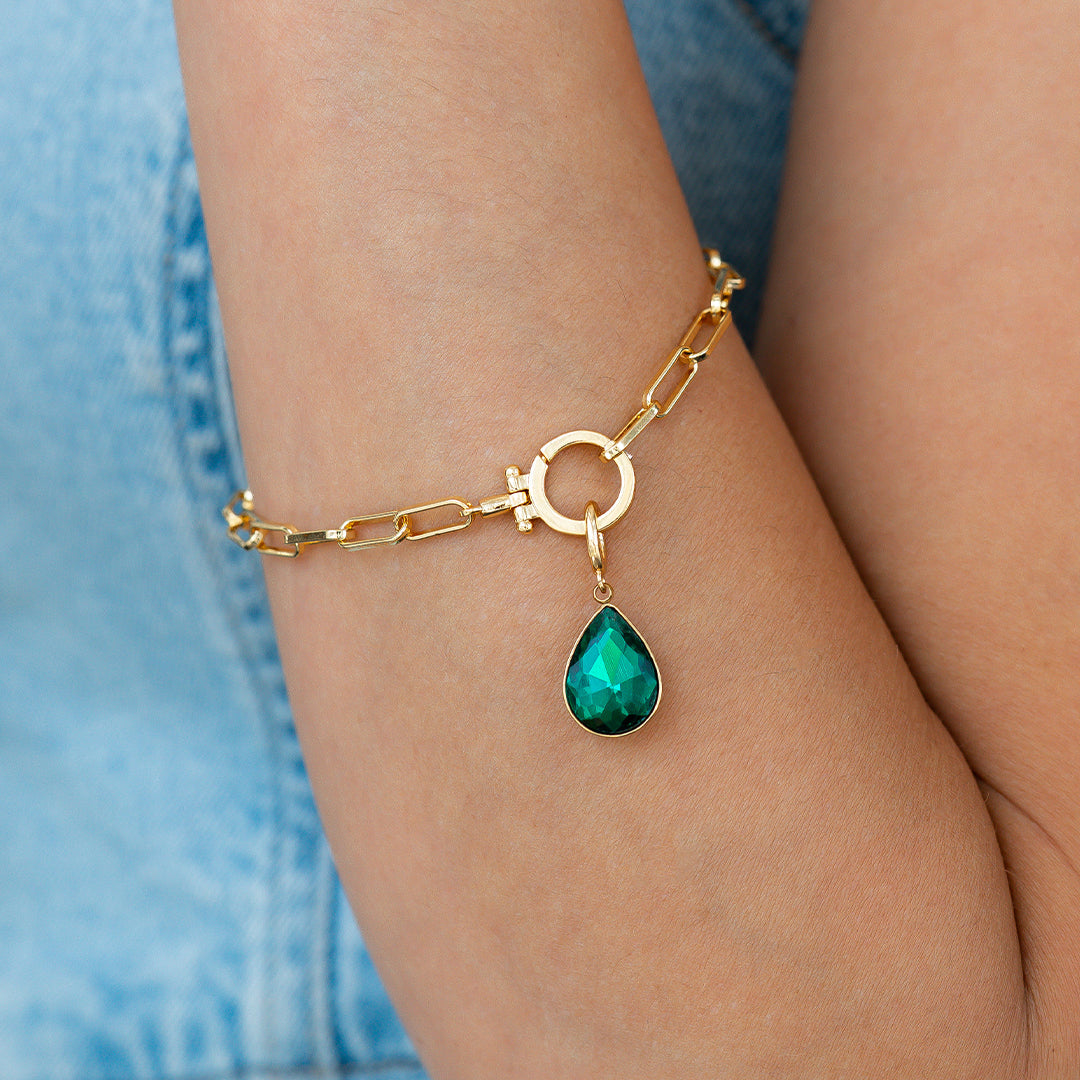 Teardrop Birthstone Charm with May birthstone
