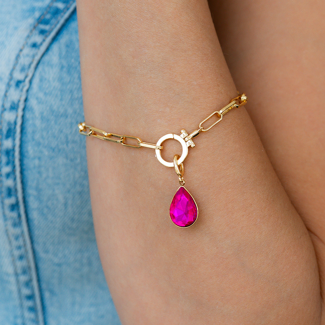 Teardrop Birthstone Charm with July birthstone