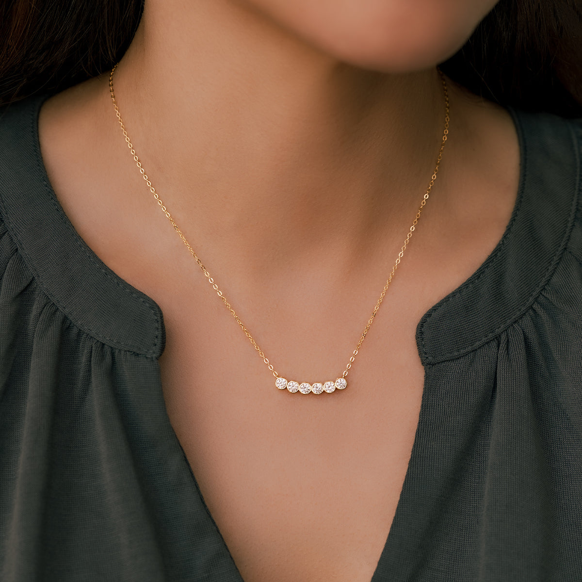 Klassische Lünettengefasste Diamantkette