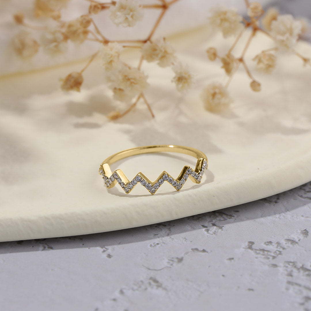 Highs And Lows Zigzag Ring in gold tone