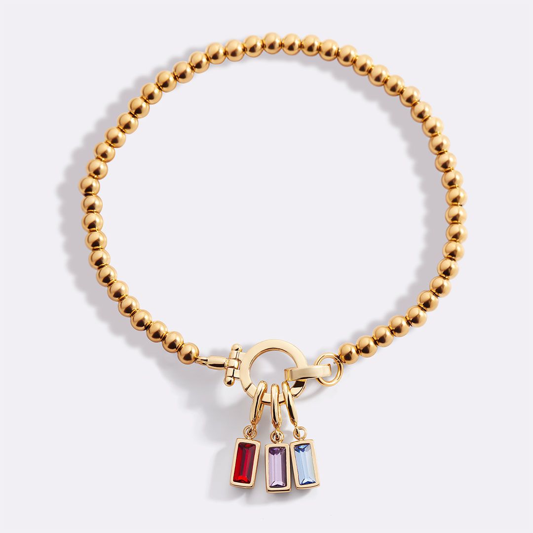 Minzfarbenes Perlen-Geburtsstein-Charm-Armband