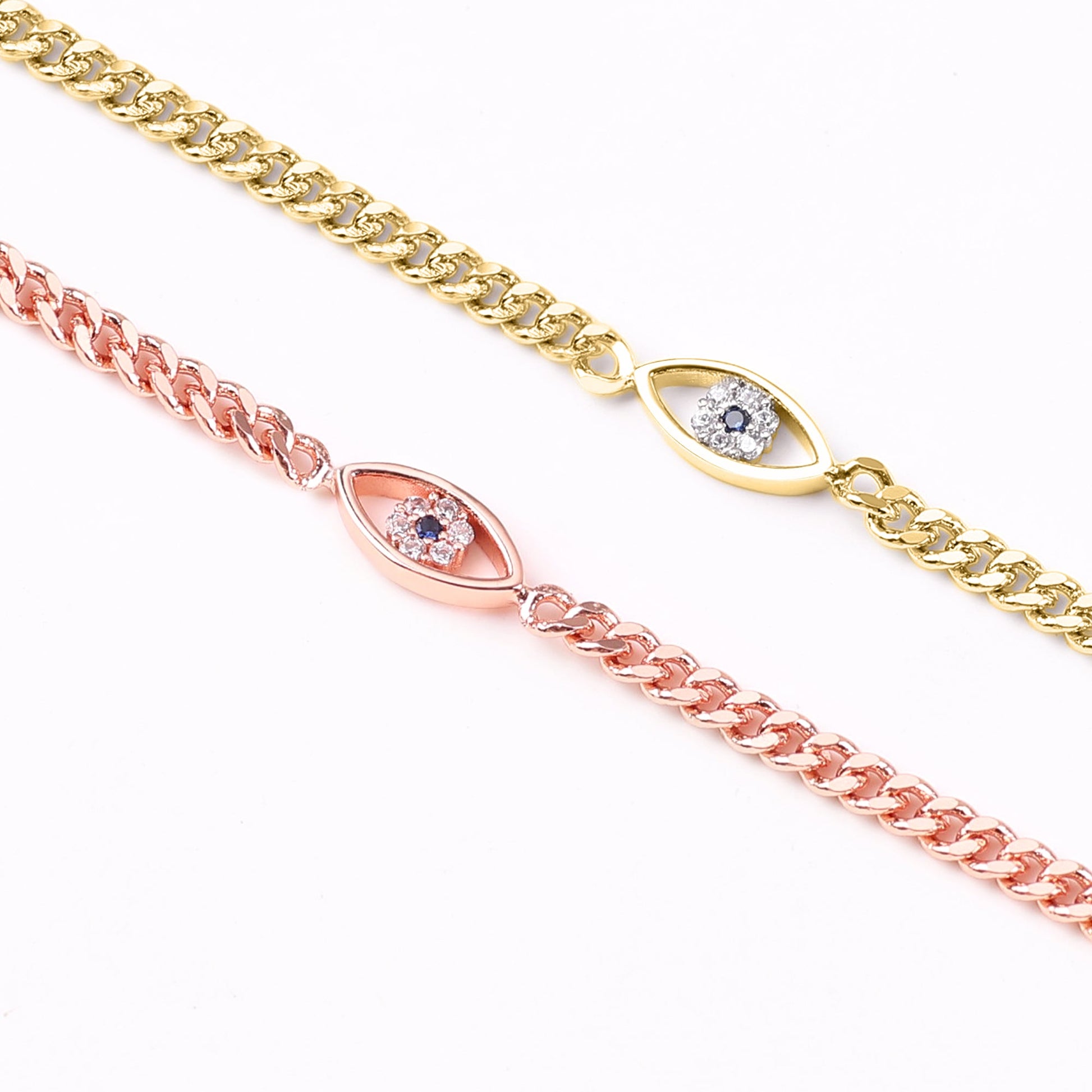 Zierliches Kubanisches Gliederarmband mit Bösem Blick