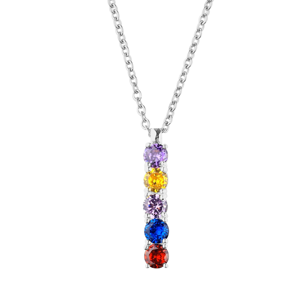 Family Birthstone Necklace in 925 sterling silver