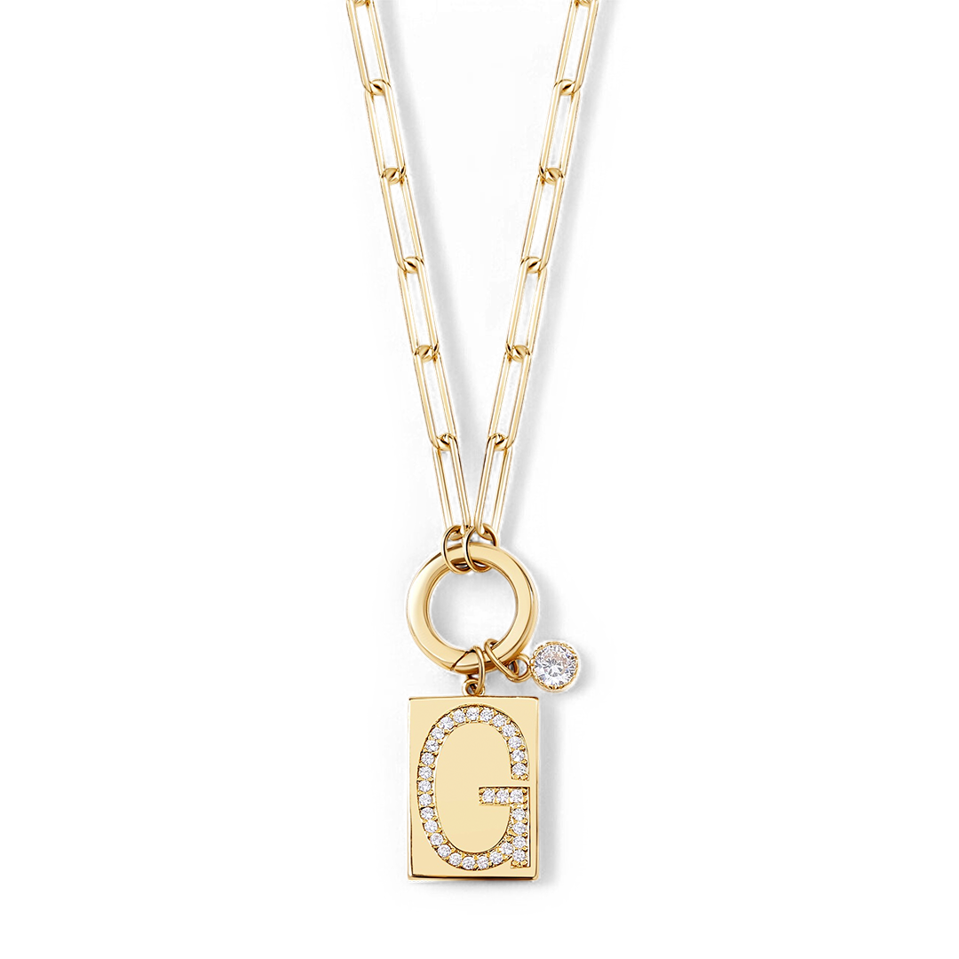 Goldhalskette mit Initiale und Panzerkette