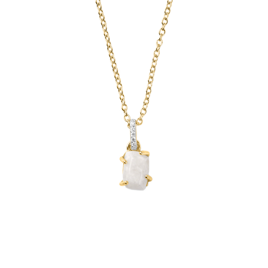 Raw Moonstone Pave Link Pendant Necklace in 925 Sterling Silver — Vanny Jewels