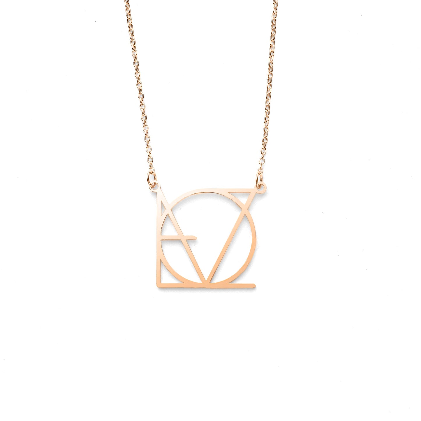 LOVE Minimalist Monogram Necklace in rose gold tone
