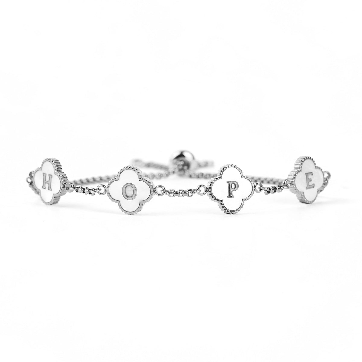 Clover Custom Name Bracelet in 925 sterling silver