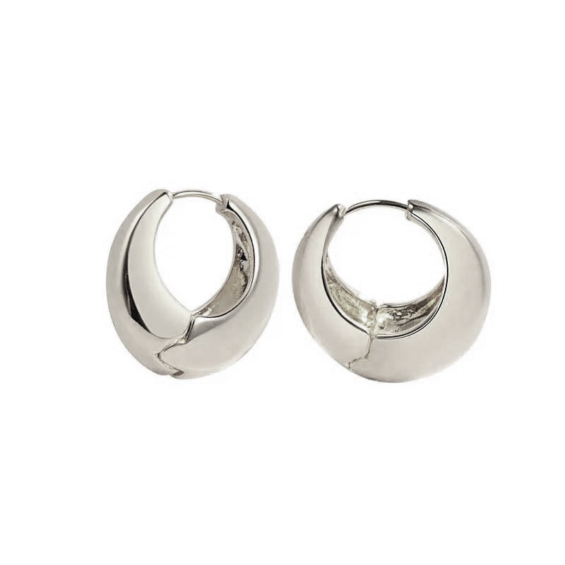 Chunky Round Dome Huggie Earrings in 925 sterling silver
