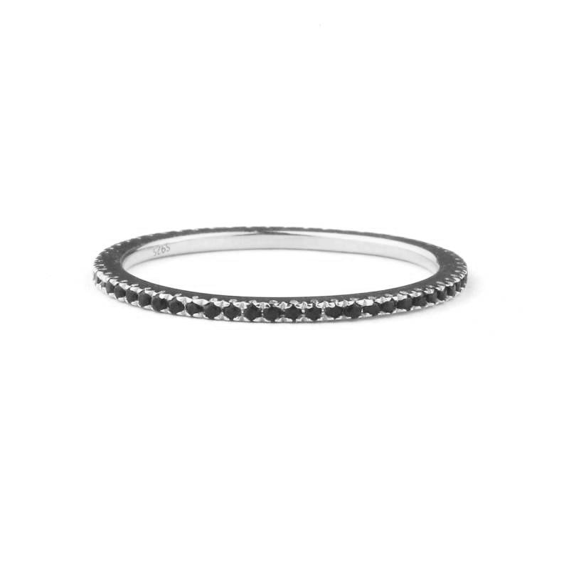 Black Diamond Eternity Stacking Ring in 925 sterling silver
