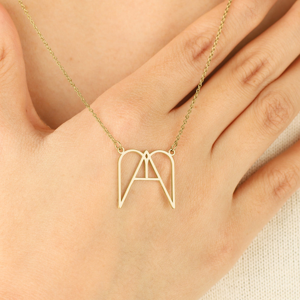 MAMA Minimalist Monogram Necklace in gold tone