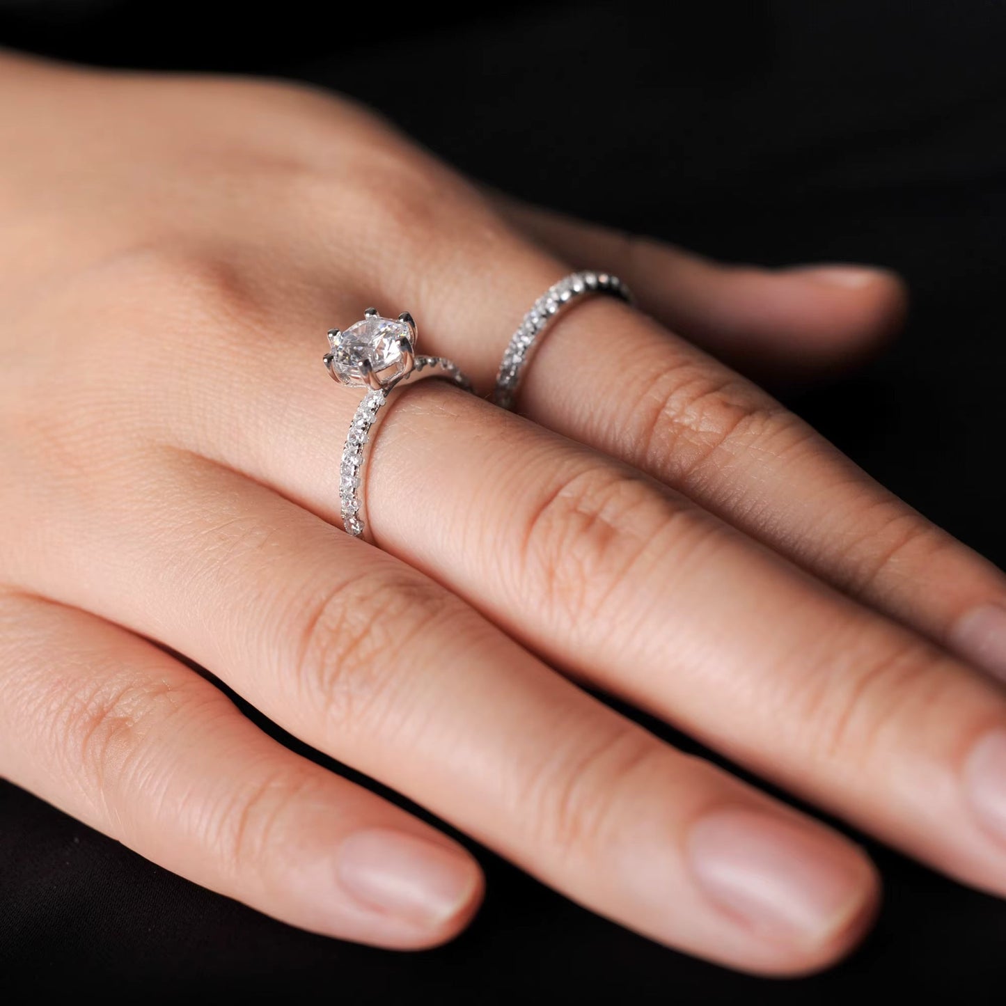 Double Silver Ring with Cubic Zirconia in 925 sterling silver