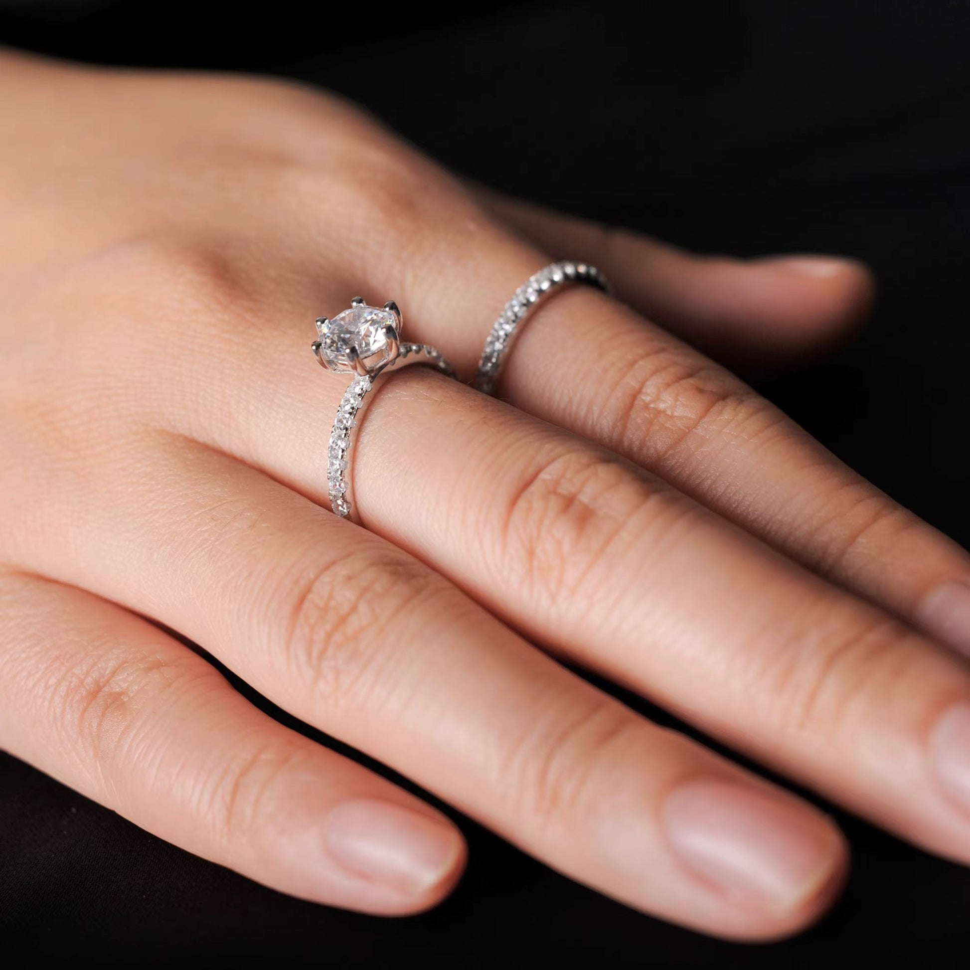 Double Silver Ring with Cubic Zirconia in 925 sterling silver