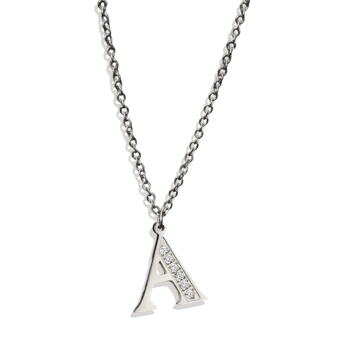 Crystal Accent Letter Satellite Necklace in 925 Sterling Silver — Vanny Jewels
