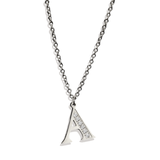 Crystal Accent Letter Satellite Necklace in 925 Sterling Silver — Vanny Jewels