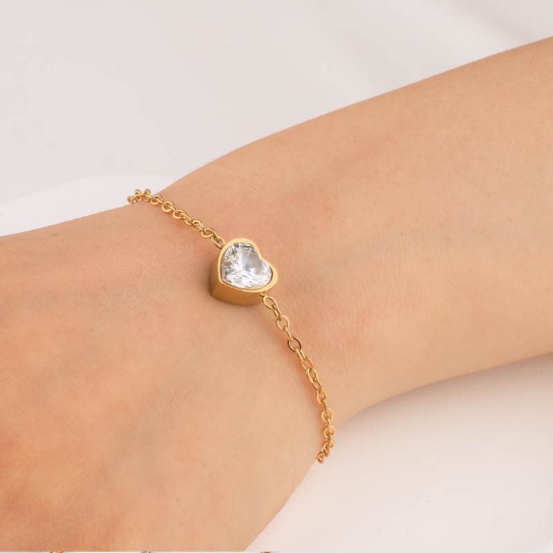 Dainty Heart Birthstone Bracelet