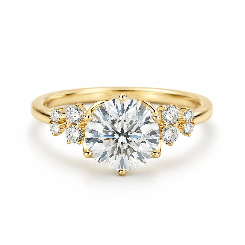 Amour 18k Gold Moissanite Engagement Ring in gold tone
