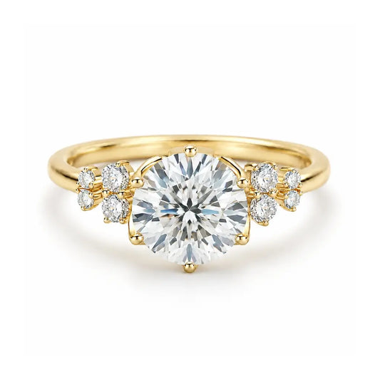 Amour 18k Gold Moissanite Engagement Ring in gold tone