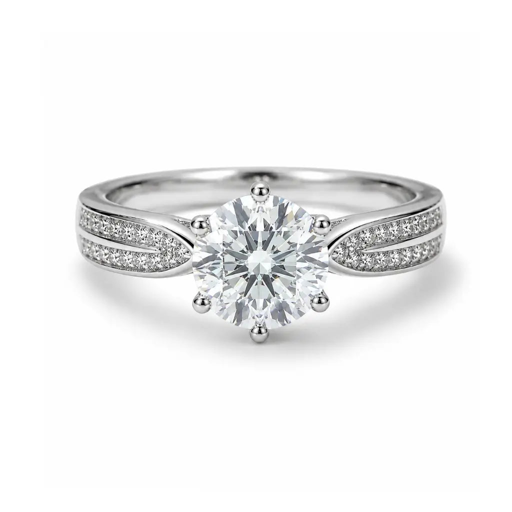 925 Silver Pave Solitaire Promise Ring in 925 sterling silver