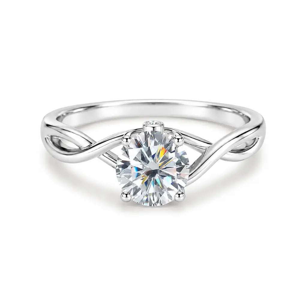 Enlace Braided 925 Silver Moissanite Promise Ring in 925 sterling silver