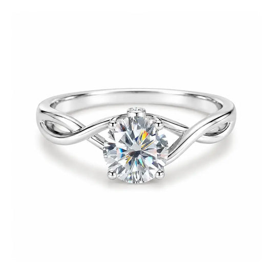 Enlace Braided 925 Silver Moissanite Promise Ring in 925 sterling silver