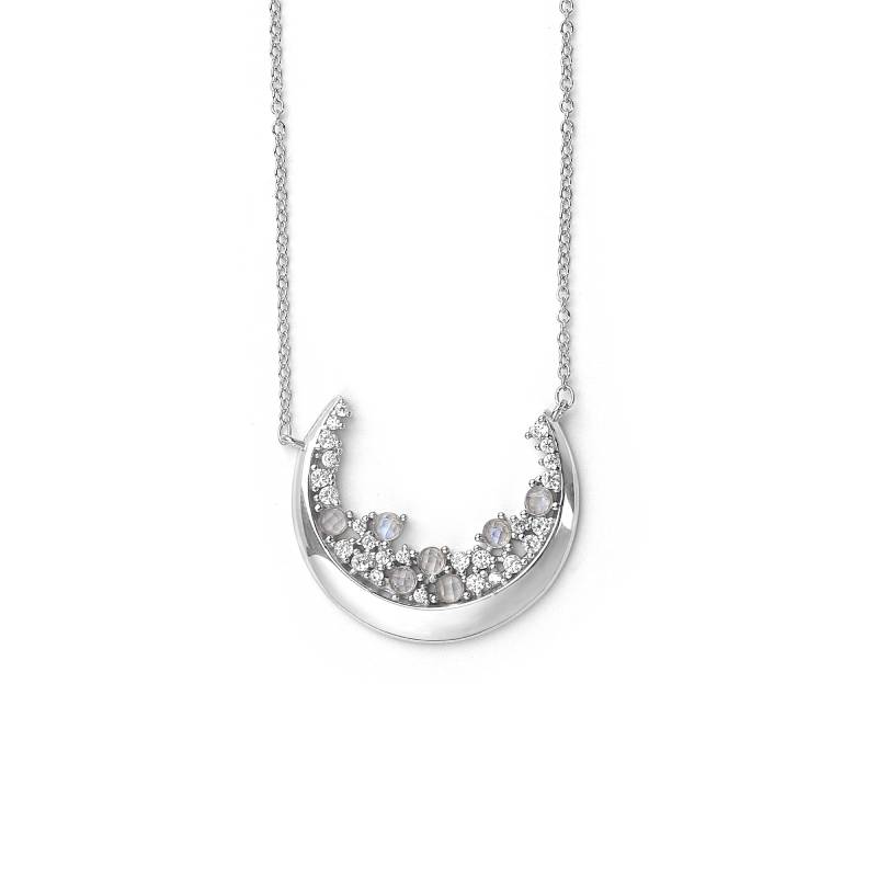 Crescent Moonstone Pendant Necklace
