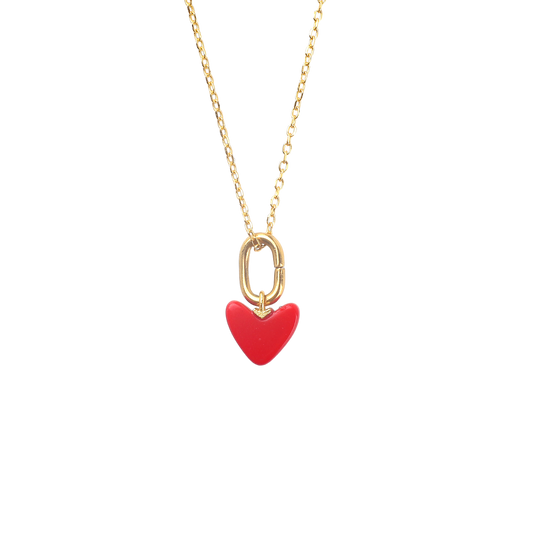 Red Enamel Heart Necklace in 925 Sterling Silver — Vanny Jewels