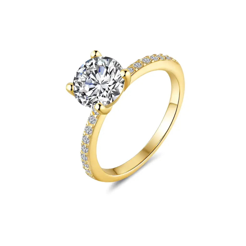 18k Gold Solitaire Engagement Ring in gold tone