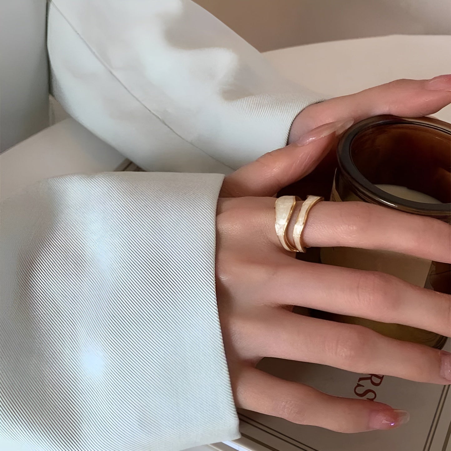 Waves Gold Ring in gold tone