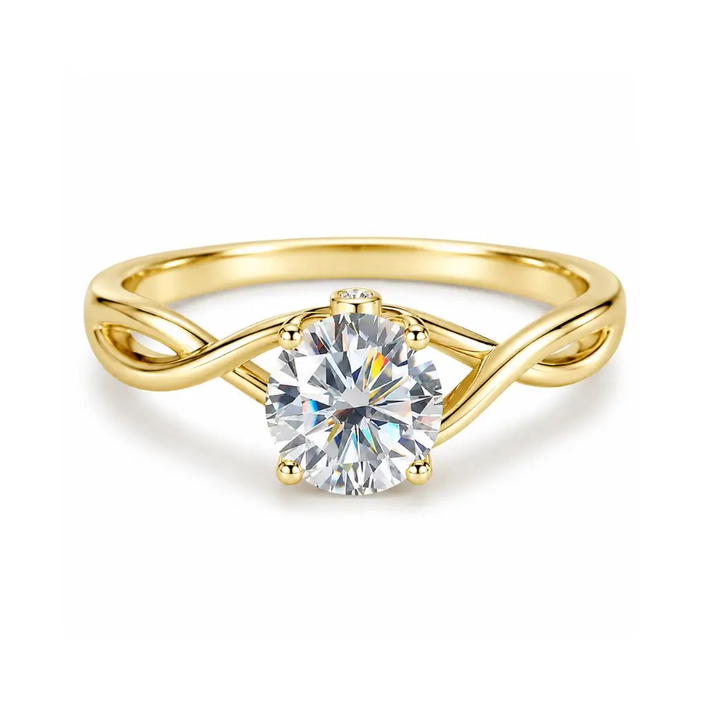 Enlace Braided Gold Moissanite Engagement Ring in gold tone