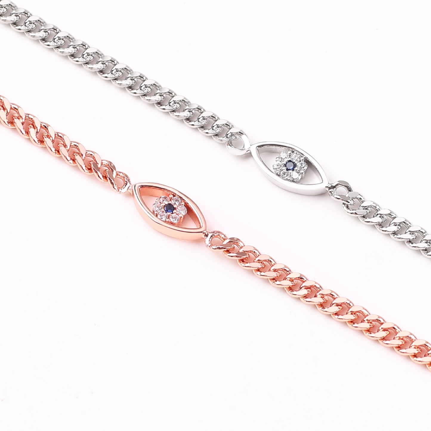 Zierliches Kubanisches Gliederarmband mit Bösem Blick