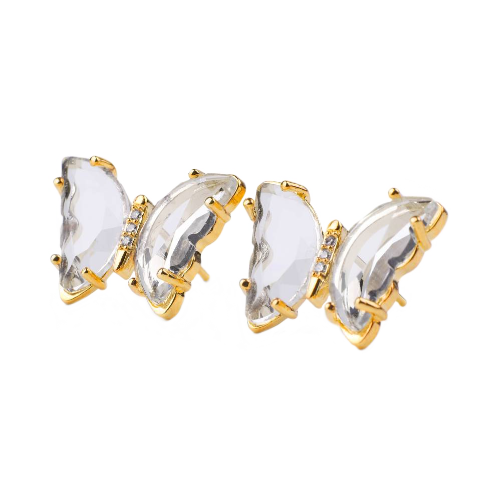 Crystal Butterfly Stud Earrings in 925 Sterling Silver — Vanny Jewels
