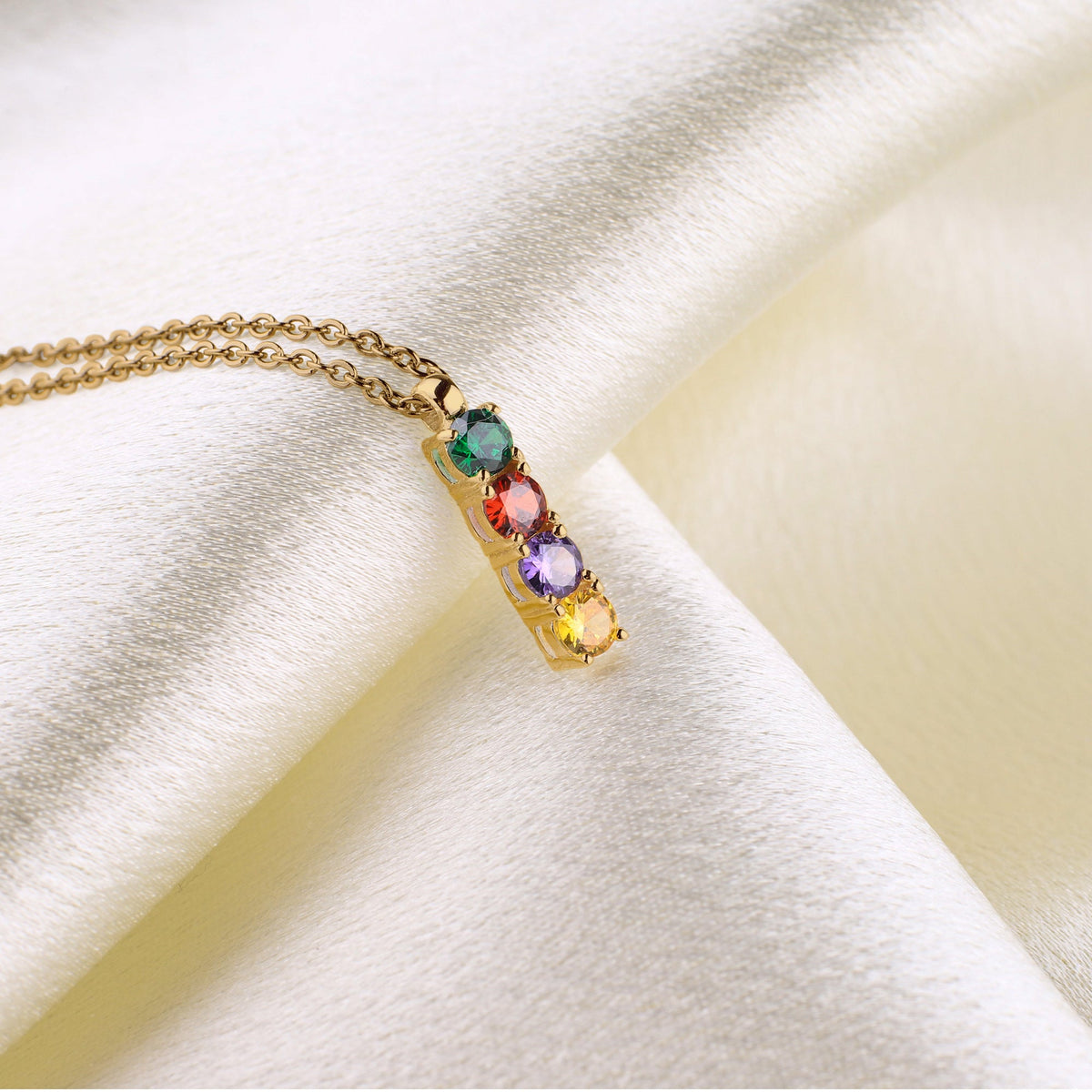 Family Birthstone Necklace in gold tone